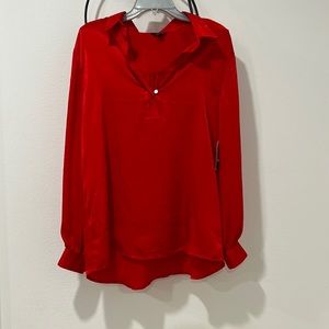 NWT Nautica Red Velvet Blouse L